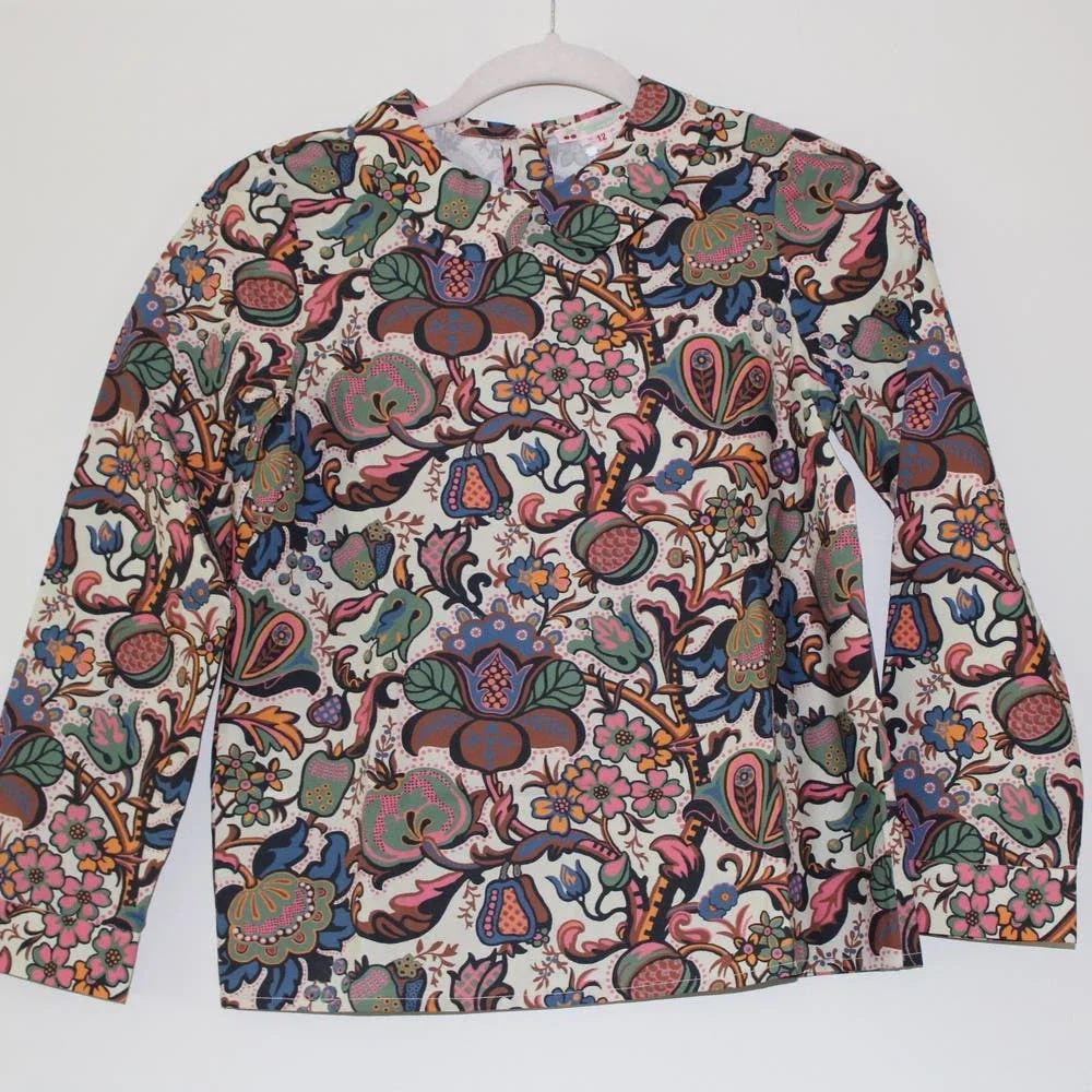 NWT Bonpoint Girl's Delice‎ Long Sleeve Collared Floral Blouse Top 12